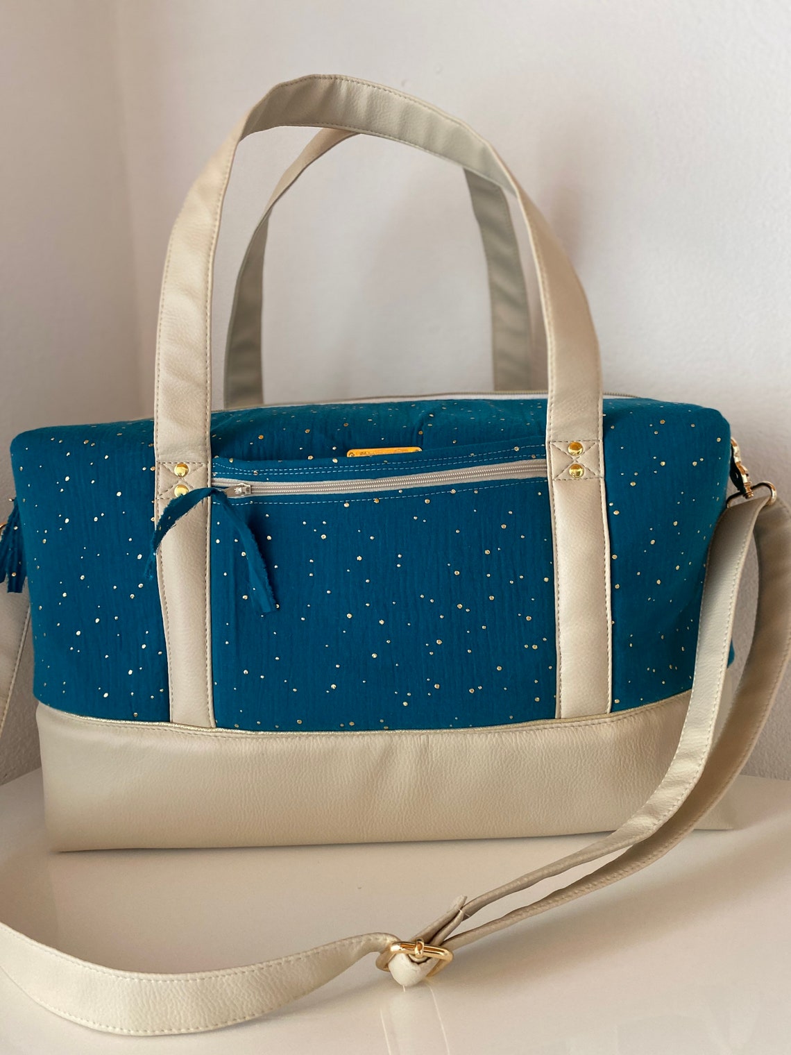 Sac à langer double gaze de coton bleu canard | Etsy