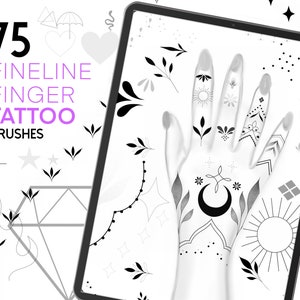 75 FINGER Tattoo Procreate Stamps Brushes ornamental ,Fineline blackwork tattoo brushes, Dots, Dotwork, ornamental
