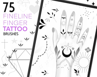 75 FINGER Tattoo Procreate Stamps Brushes ornamental ,Fineline blackwork tattoo brushes, Dots, Dotwork, ornamental