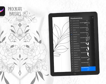 85 big flower leaves tattoo floral Procreate brush, tattoo, dotwork, fineline, neotraditional, ornament