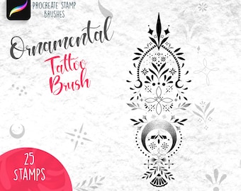 25 ornamental Procreate brush,Procreate, brushes, Dots, Dotwork, fineline,mandala, tattoo,