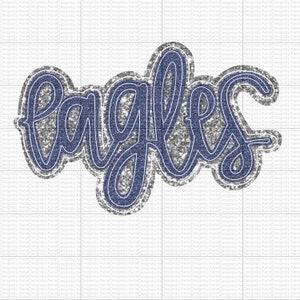 Eagles Digital Download - PNG - Hand Drawn - Navy and Silver Glitter