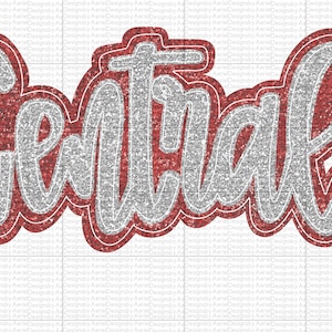 Central Faux Applique Embroidery - PNG - Digital Download - Gray and Maroon