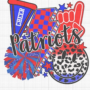 Patriots Digital Download - PNG - Leopard - Navy and Red
