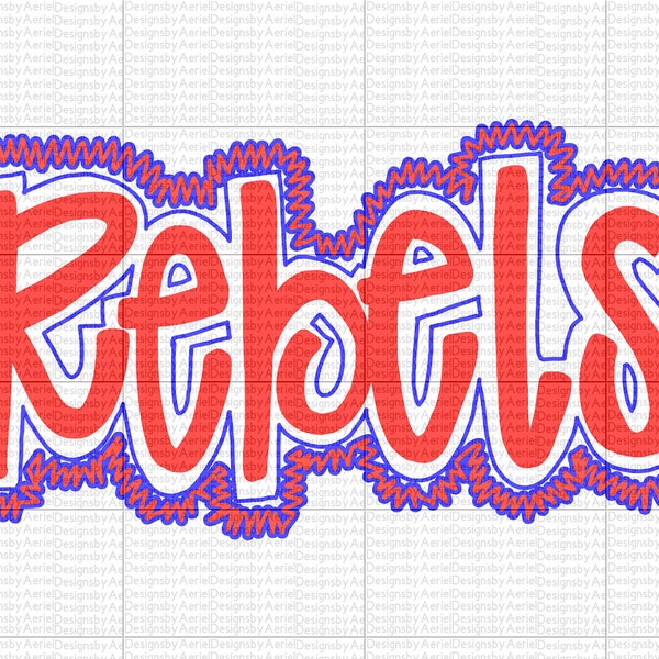 Rebels Digital Download - PNG - Hand Drawn - Royal and Red