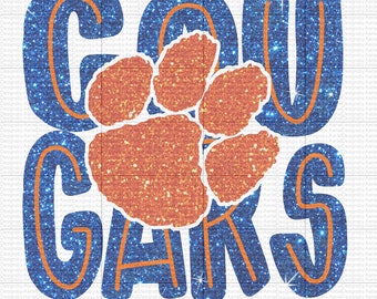 Cougars - Paw - Lets go cats - PNG - Royal Orange