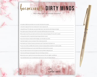 Dirty Minds Game, Bachelorette Party, Hen Party, Instant Download, Printable, Pink and Gold, Print at Home, PDF, 8.5x11, A4, Dirty