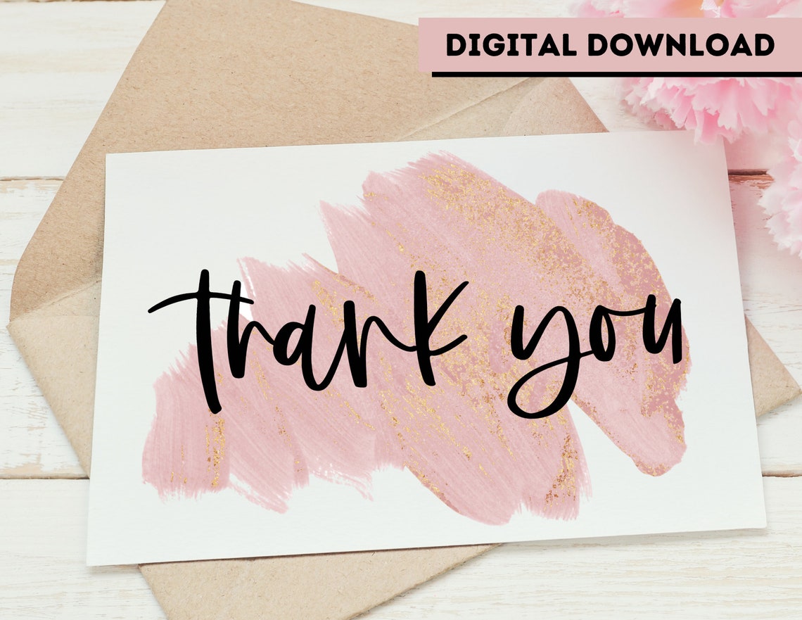 THANK YOU Blank Greeting Card 4x6 5x7 Printable Digital Download