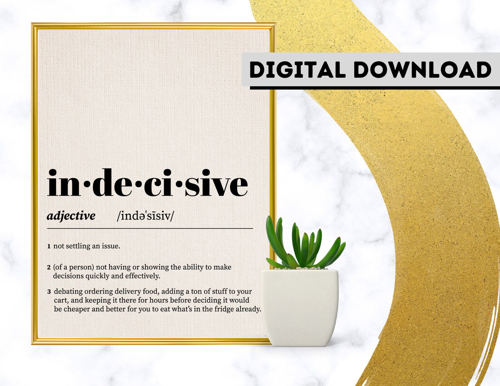 Indécis Définition Dictionnaire Décor Cadeau Minimaliste Drôle Art