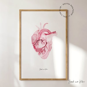 anatomical heart art wall, heard office decor, minimalistic anatomy art, anatomical art cardiologist doctor gift, digital download
