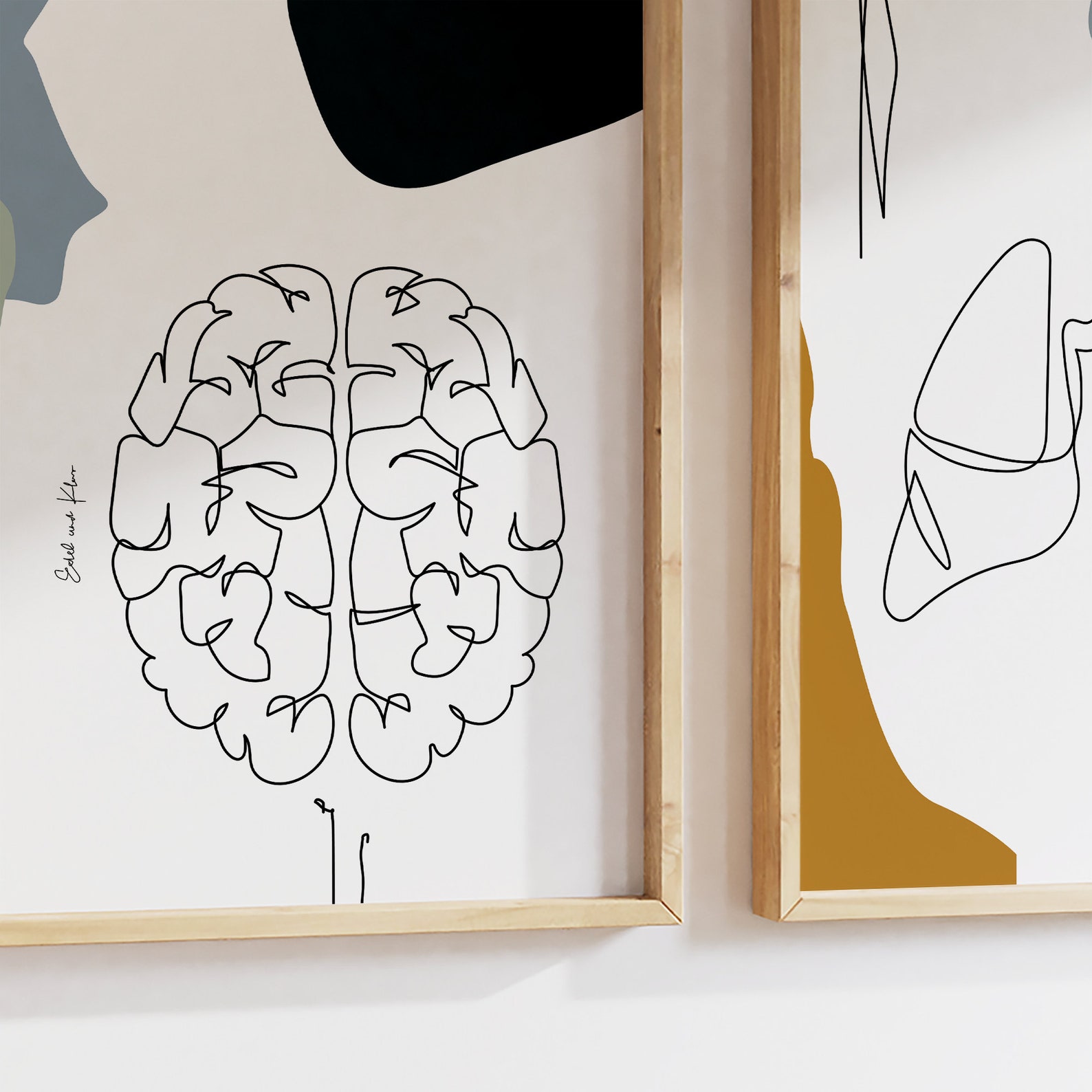 Anatomical Heart Art Wall Art, Brain Office Decor, Minimalistic Anatomy ...
