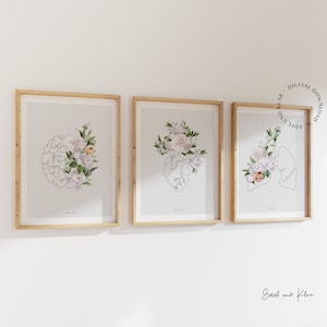 Ensemble de dessins au trait d'anatomie florale | Coeur, Poumons, Image d’anatomie du cerveau, Coeur anatomique, Cadeau d’infirmière, Décor de docteur, Télécharger