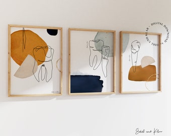 Ensemble de photos de dents à l'aquarelle | Image pour cabinet de dentiste, affiche de salle d'attente, art dentaire, idée cadeau médecin, décoration, téléchargement