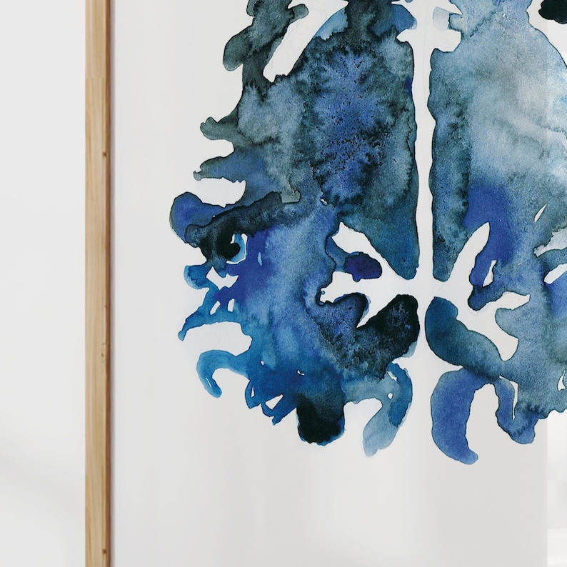 May include: Abstract watercolor painting in shades of blue and green. The painting features a large, organic shape that resembles a tree or a cloud. The colors are blended together in a soft, flowing way, creating a sense of movement and energy.