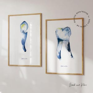Tooth picture watercolor | Image for dental office, waiting room art, dentist poster, spots, gift idea students, doctor decor, download