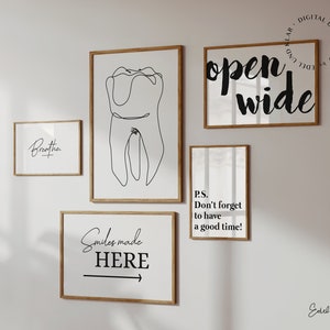 Conjunto de 1 errores tipográficos en imágenes de dientes | Imágenes para consultorios dentales, carteles para salas de espera, arte para dentistas, imágenes de interiores, decoración de médicos, clínicas dentales