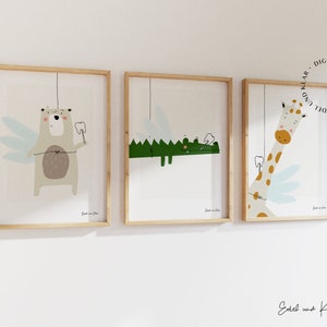 Zahnfee Tiere Set | Bild für Zahnarztpraxis, Kinderwartezimmer Poster, Kinder Zahnarzt Kunst, Geschenk Idee Studenten, Arzt Dekor, Download