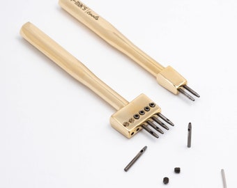 Serie 4 - special solid brass stitching punch awl with replaceable tooth.