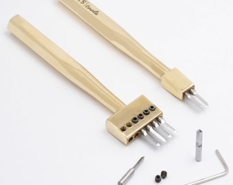 Diamond Style Pricking Iron, Leather Puncher, Solid brass stitching punch with replaceable tooth - PmaksTools