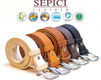 Sepici Leather, Belt for men, Full grain Veg-Tan Leather. Re-Changeable Buckle, Different colors and Personalizable, One layer & Heavy Duty.