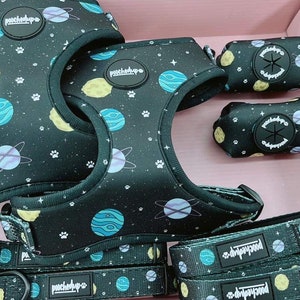 Dogverse Adjustable Dog Harness - Space themed breathable Dog Harness Collection -Space Harness Bundle, S-M-L