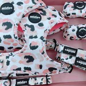 Pink Merle Adjustable Dog Harness - Pink breathable Dog Harness Collection -Space Harness Bundle, S-M-L
