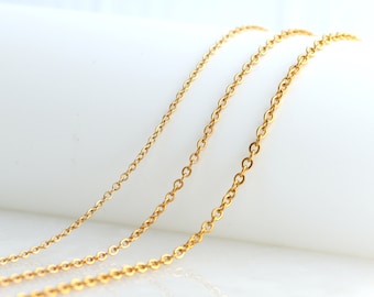 10pcs Gold Cable O Chain Necklace Stainless Steel Wholesale, Women Oval Link Chain, 16" 18" 20"  22' 24' Chain for Jewelry Making, Findings