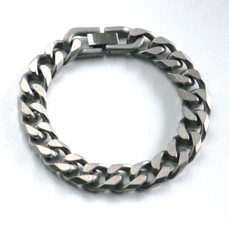 Titanium Steel Curb Chain Link Men's Bracelet Stainless Etsy