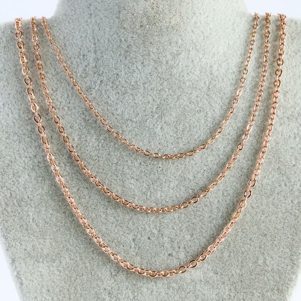 Rose Gold Stainless Steel Cable Chain, O Chain Necklace, Women Link Chain, Dainty 16" 18" 20" 22' 24' 26'Chain for Jewelry Making