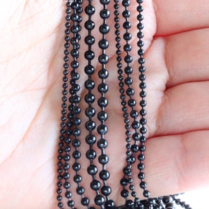 Black Ball Chain in Stainless Steel, Chain for Jewelry Making, Dog Tag Chains, DIY Chains, Craft Supplies