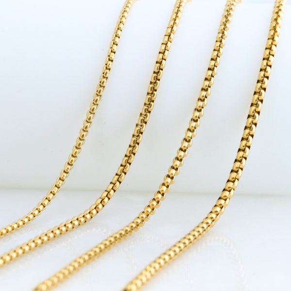 Gold Box Chain, Gold Stainless Steel 2/2.5/3mm Chains for Jewelry Making, Chain Findings, Craft Supplies