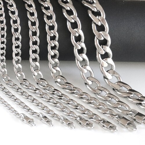 Titanium Steel Curb Chain Link Men's Bracelet Stainless - Etsy