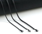 Black Stainless Steel Box Chain Necklace Bar Chain Military Tag Necklace Handmade Jewelry Supplies Wholesale