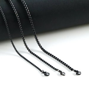 Men Chain Necklace Titanium Steel Thin Black Box Jewelry Gift Geometric  Shape