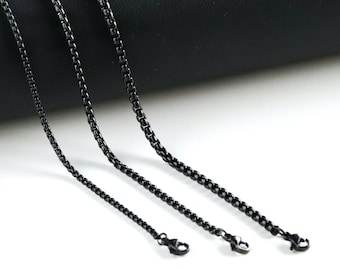 Davitu Hot Sale Pure Black Color Necklace with Link Chain Stainless Steel Pendant Necklaces Jewelry for Man and Woman KN23 