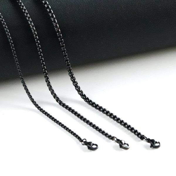 Black Stainless Steel Box Chain Necklace Bar Chain Military Tag Necklace Handmade Jewelry Supplies Wholesale