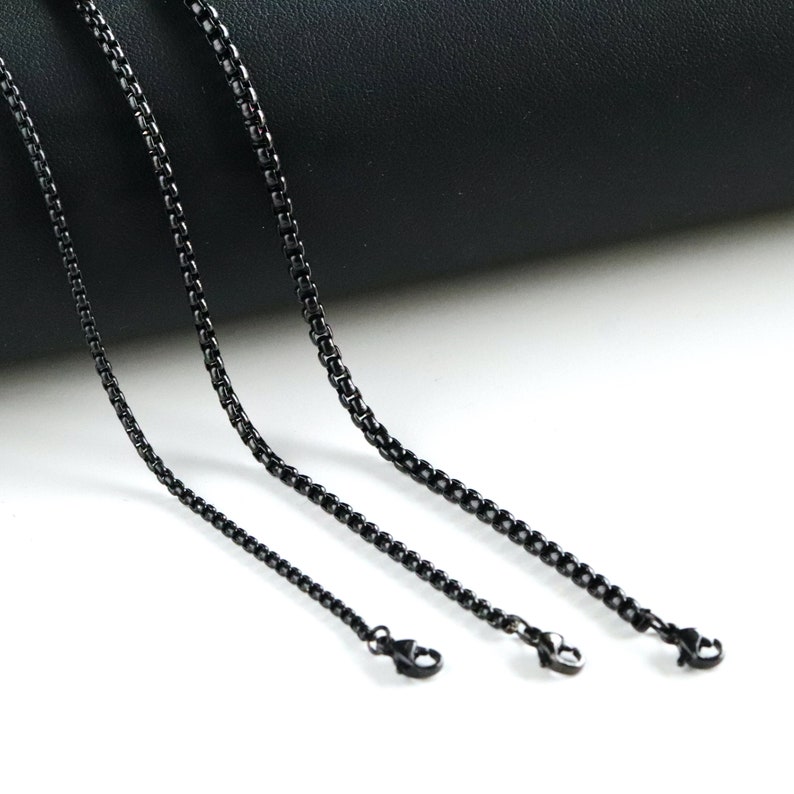 Black Stainless Steel Box Chain Necklace Bar Chain Military Tag Necklace Handmade Jewelry Supplies Wholesale image 1