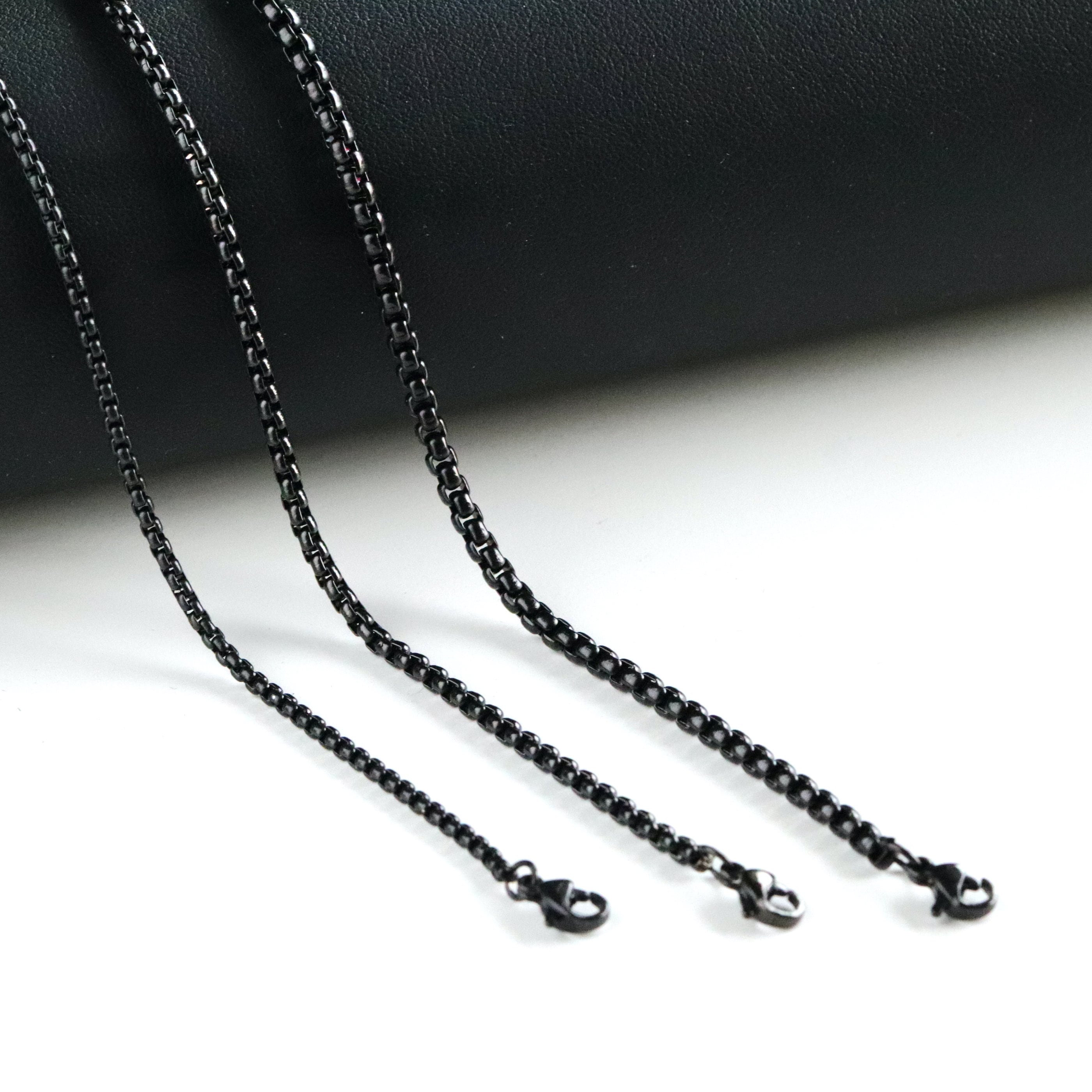 Byzantine box Stainless Steel Silver/Black Chain Necklace 14in - 32in Men