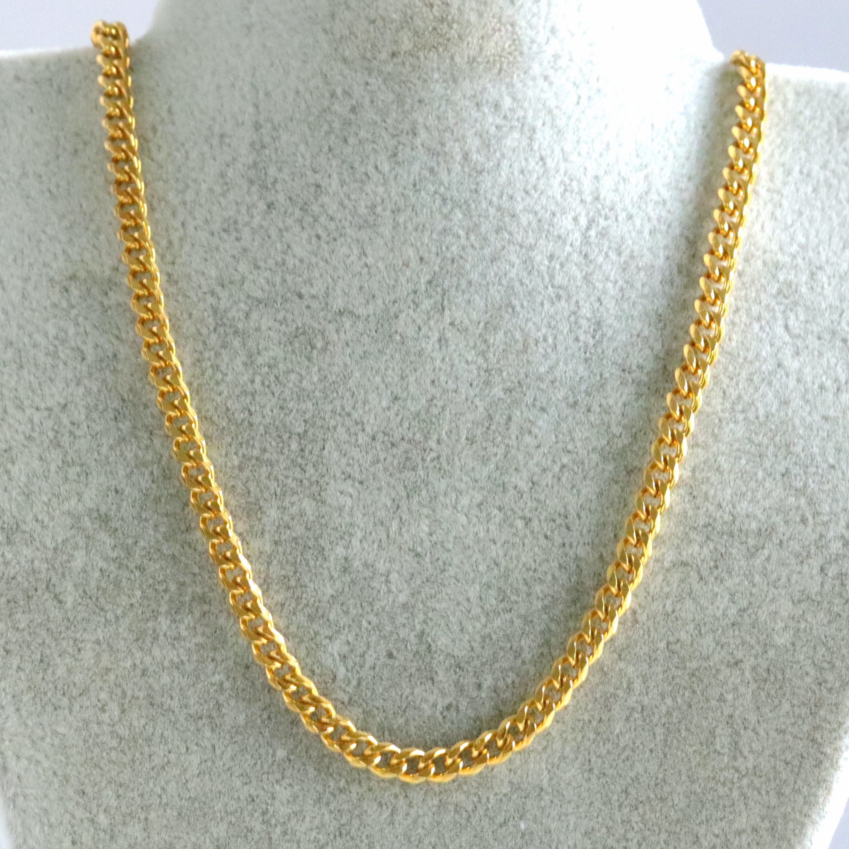 ネックレス・ペンダント ROMANTINUER SN182 Bread Clip Curb Chain Necklace Gold Stainless Steel Curb Link Chain Necklace, Diamond Cut