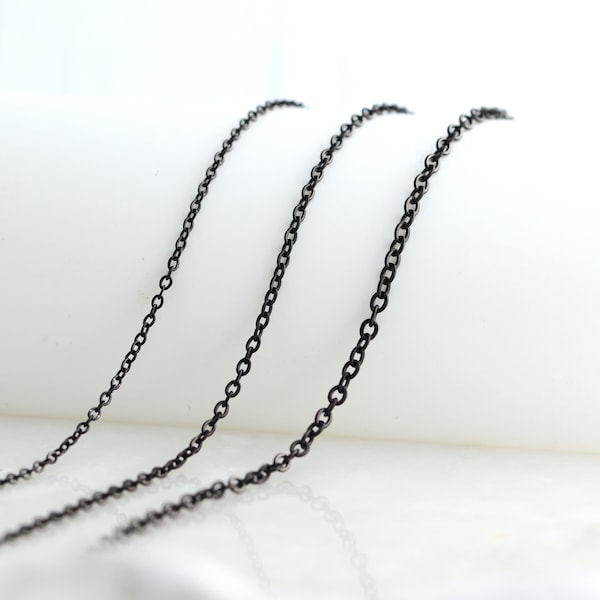 Black Stainless Steel Cable O Chain Wholesale, Flat Link O Chain, Oval Link Chain for Jewelry Making