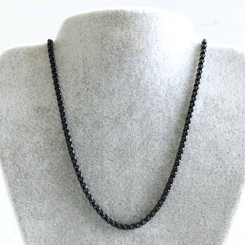 Black Stainless Steel Box Chain Necklace Bar Chain Military Tag Necklace Handmade Jewelry Supplies Wholesale image 6