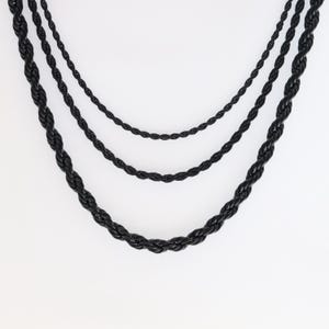 Black Stainless Steel Rope Chain Necklace, Durable Unisex Necklace, Tarnish Free Chain, Layering Chain Jewelry