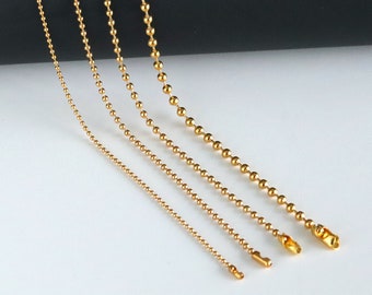 Gold Stainless Steel Ball Chain Necklace, Ball Chain Military Dog Tag Necklace, Chain Findings, Ready to Wear