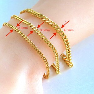 Gold Cuban Link Chain Bracelet: Stainless Steel Curb Chain