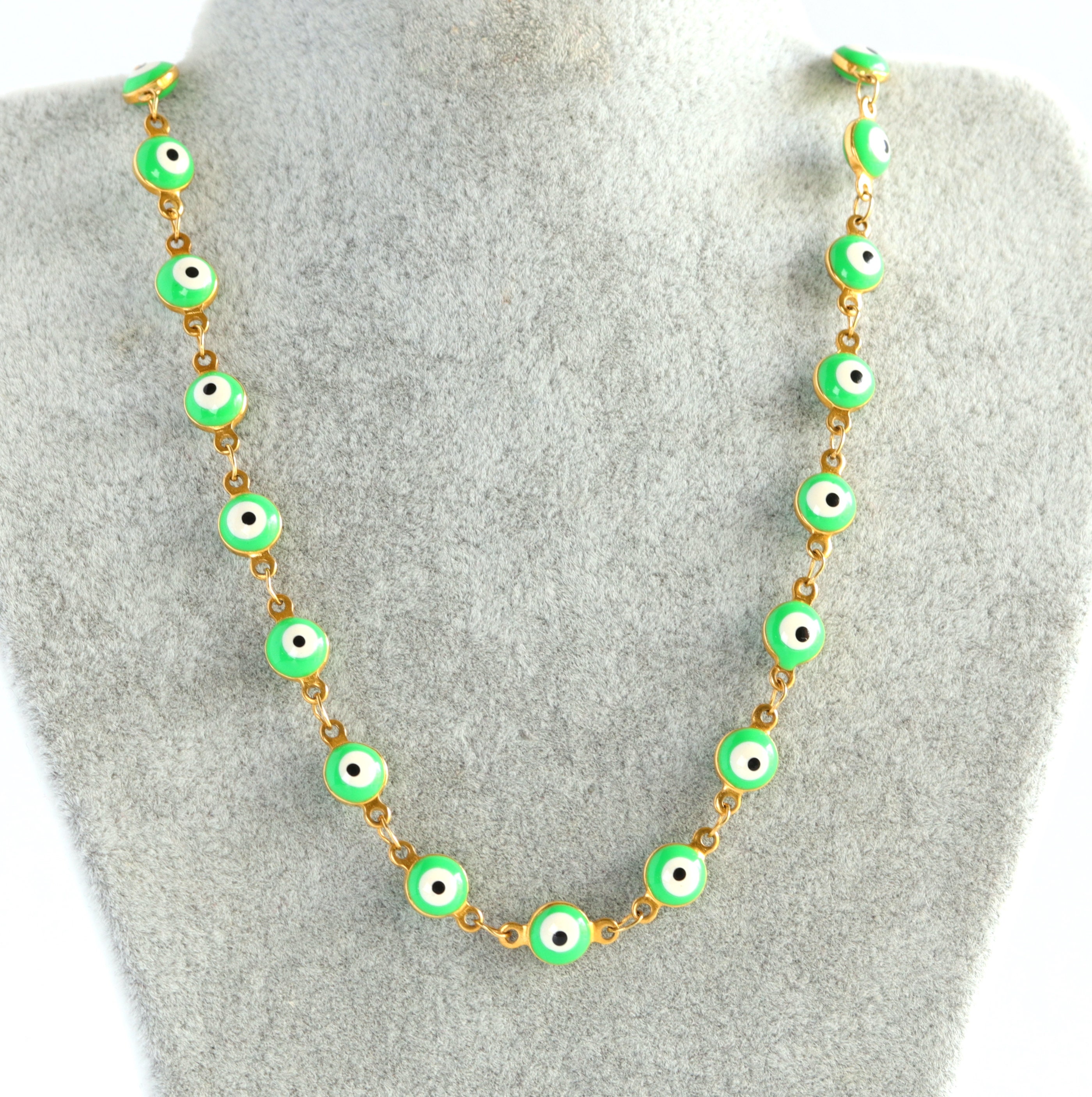 Evil Eye Necklace Multicolor Stainless Steel Beaded Necklace Etsy