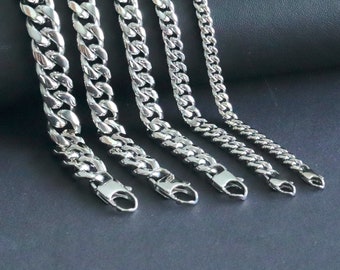 Cuban Link Bracelet, Stainless Steel Curb Link Chain Bracelet, Hip Hop Chain, Thick Non Tarnish Chain, Gift for Men