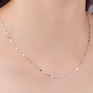Stainless Steel Glitter Sequin Chain Necklace, Sparkle Chain, Flat Link Non-Tarnish Necklace for DIY Handmade Jewelry Making