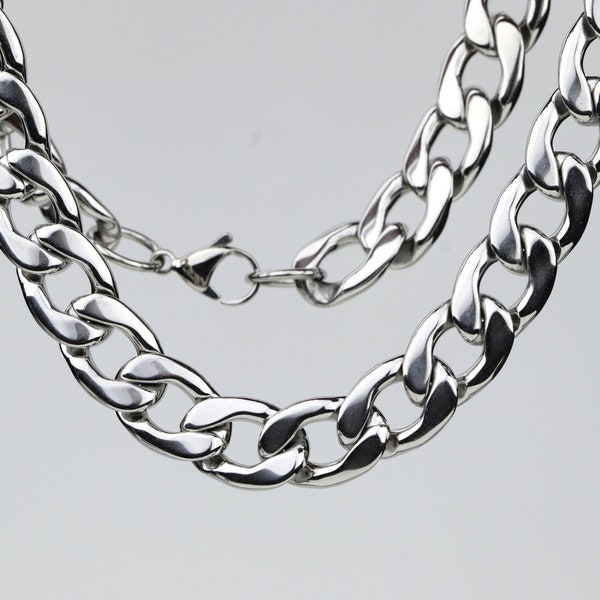 Mens Stainless Steel Curb Link Chain Necklace Hip Hop Necklace Heavy Curb Chain Necklace for Jewelry Making Wholesale Supplies