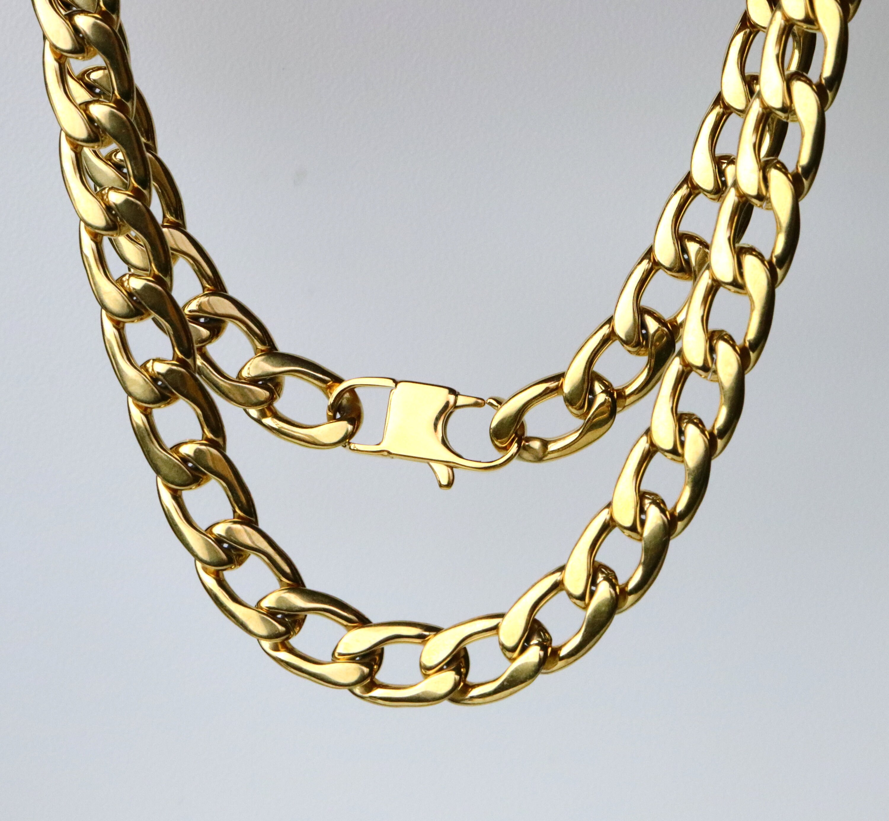 Gold Curb Chain Necklace: Stainless Steel Unisex Hip Hop Style