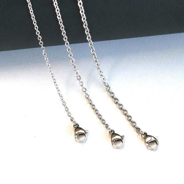 Cable Chain Necklace in Stainless Steel, Dainty 1.5 mm 2mm 2.5mm Cable Chain Jewelry Making Women Necklace